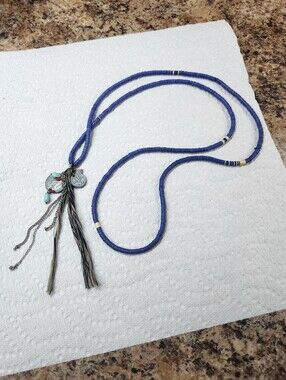 Chan Luu Lapiz Lazuli Boho Beaded Tassel Necklace